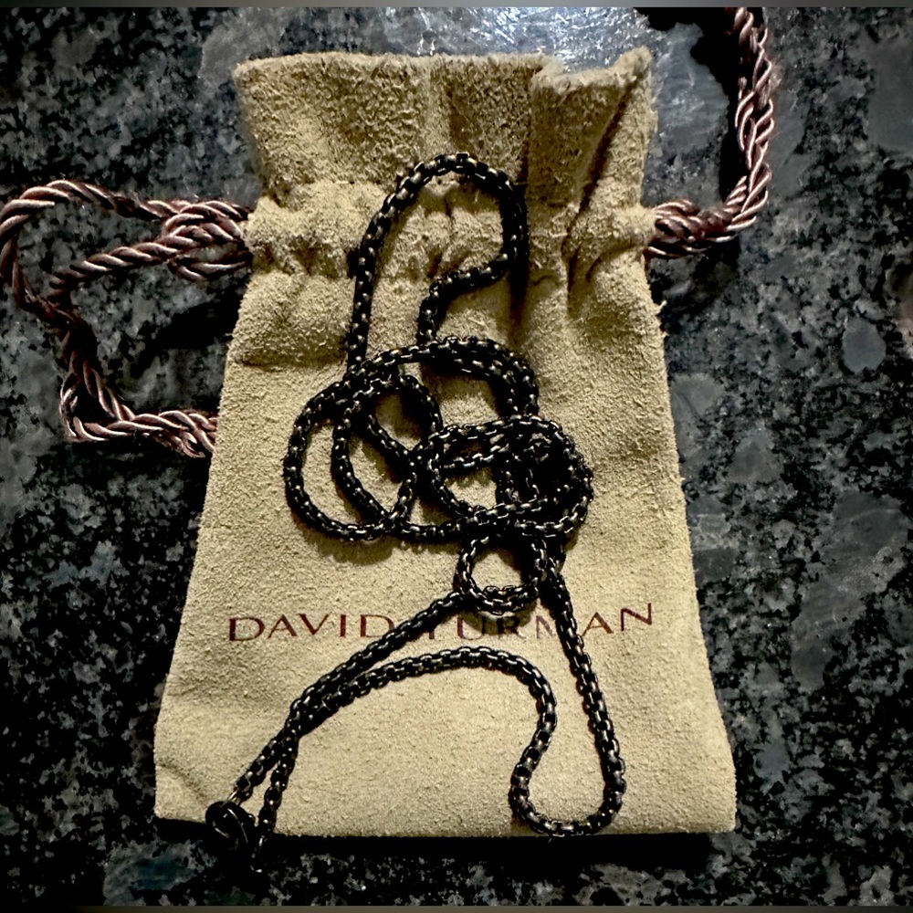 David Yurman darkened sterling silver 2.7mm 26” box chain.